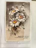 Carte postale ancienne marguerites verset biblique Jean 6:68 fleurs vintage CPA