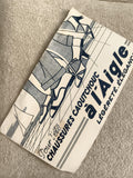 Affiche publicitaire chaussures caoutchouc Aigle, graphisme bleu, style années 3