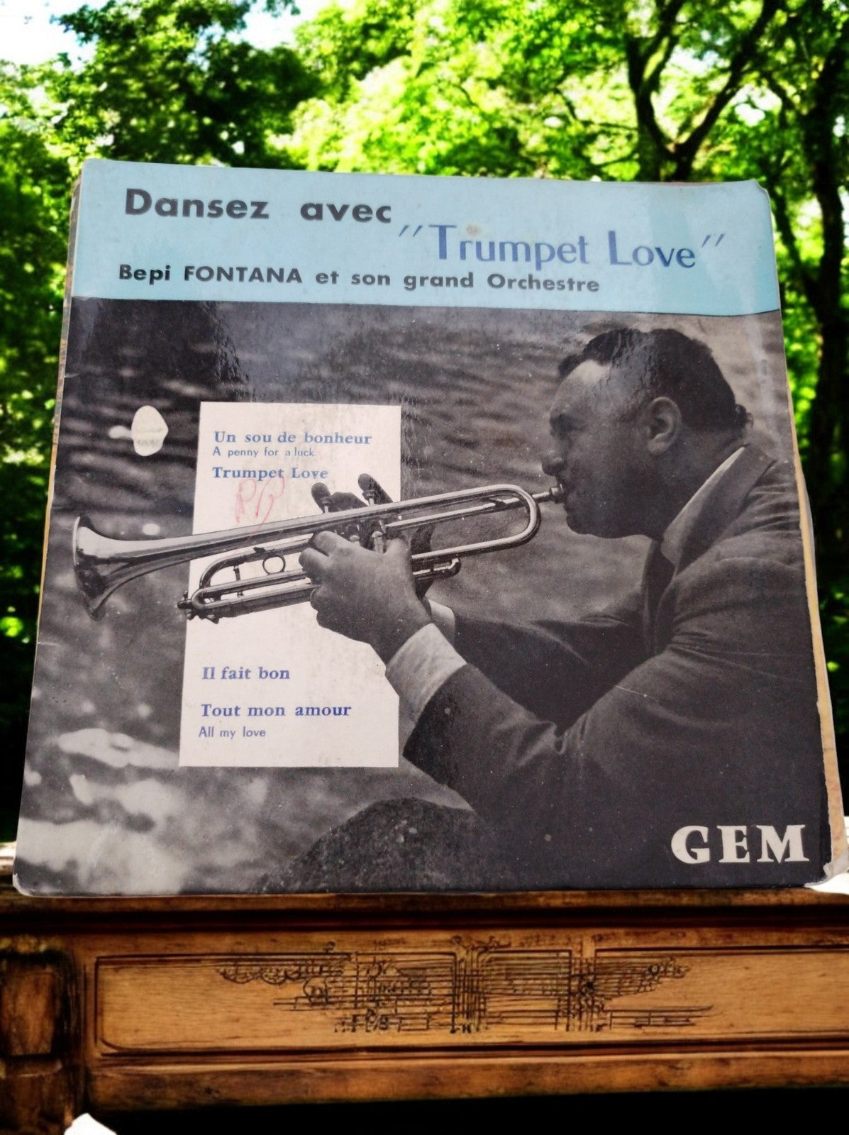 Vinyle 45 tours vintage "Trumpet Love" Bepi Fontana GEM jazz orchestre
