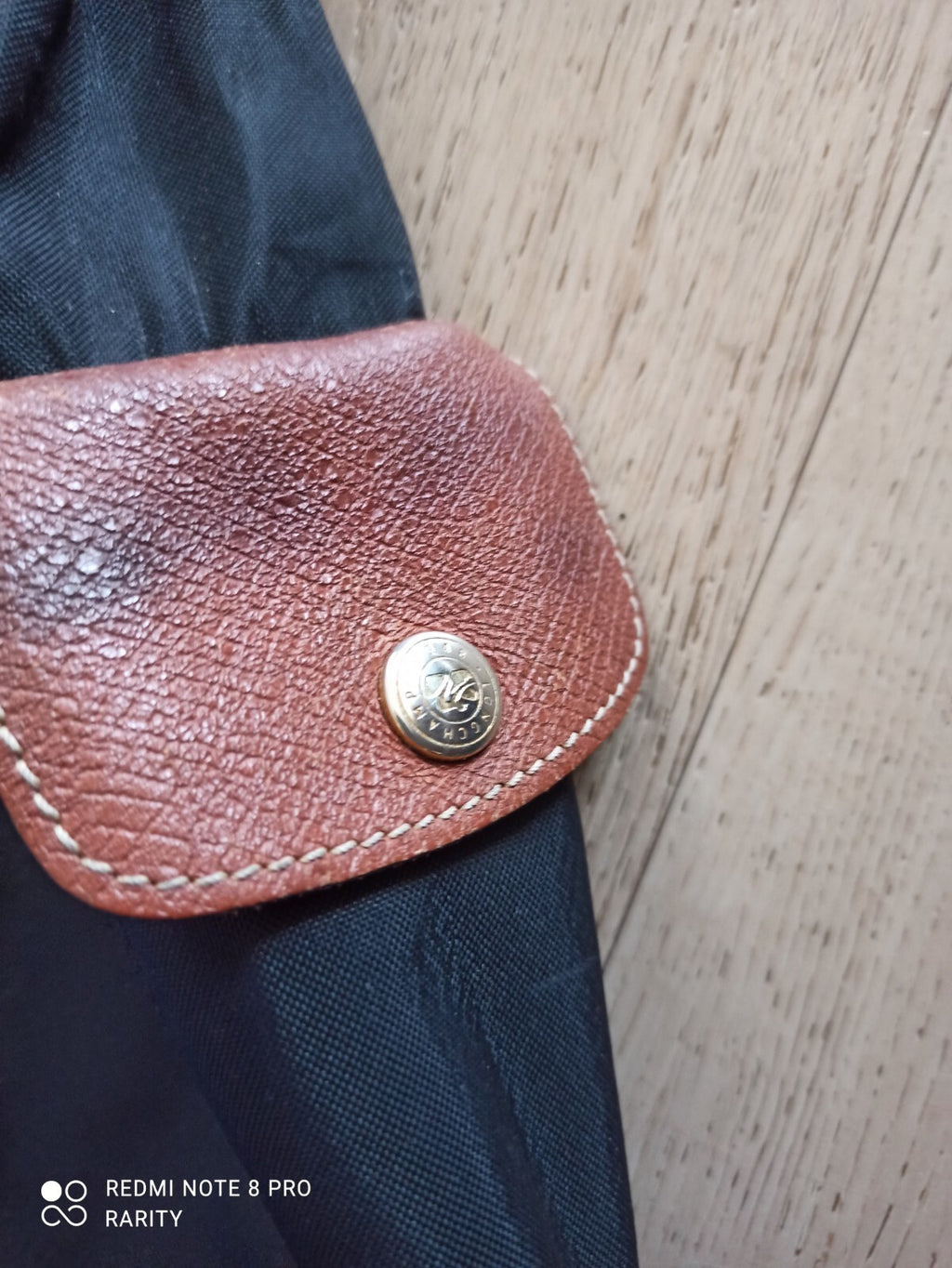 Sac à main Longchamp Paris noir toile et cuir, Made in France, anse marron