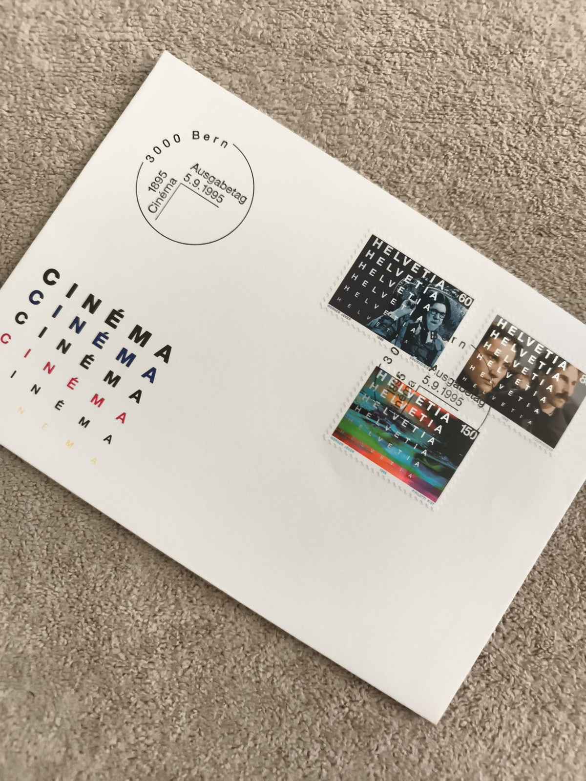 Lettre premier jour Suisse 1995 Cinéma timbres Helvetia FDC philatélie