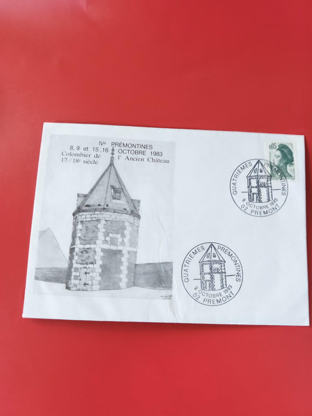 Enveloppe philatélie Prémontrées 1983 illustration château timbre France