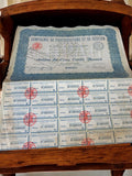Action ancienne Compagnie de Participations 1920s bleue au porteur rétro