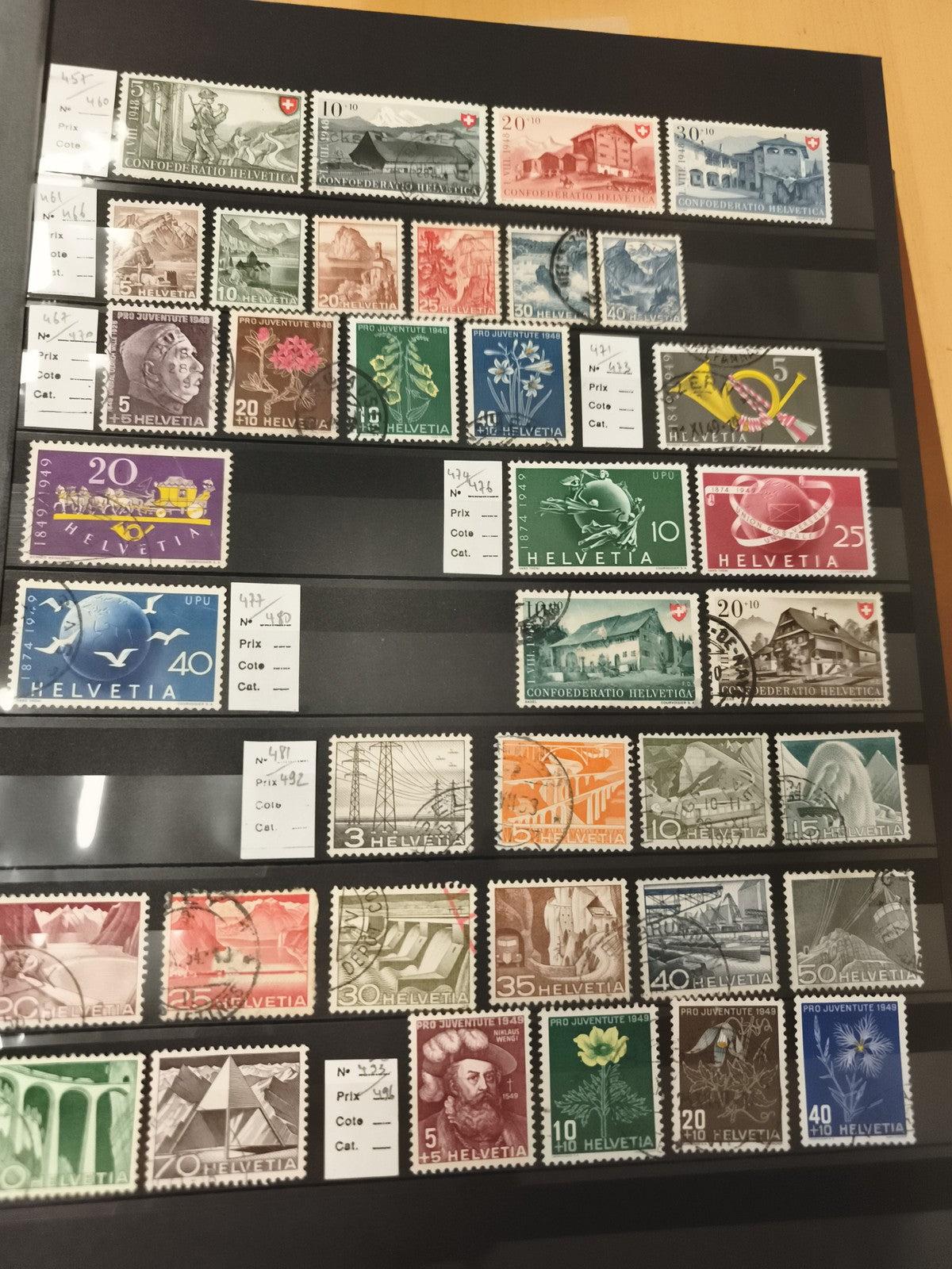 Timbres Suisse Helvetia lot x32 oblitérés neufs thématiques paysages Pro Juventu
