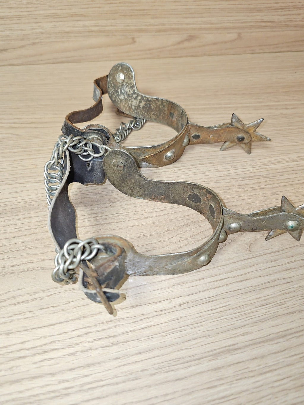 Paire d?éperons de cowboy vintage ancien, rare, marque Ancienne, USA, collection