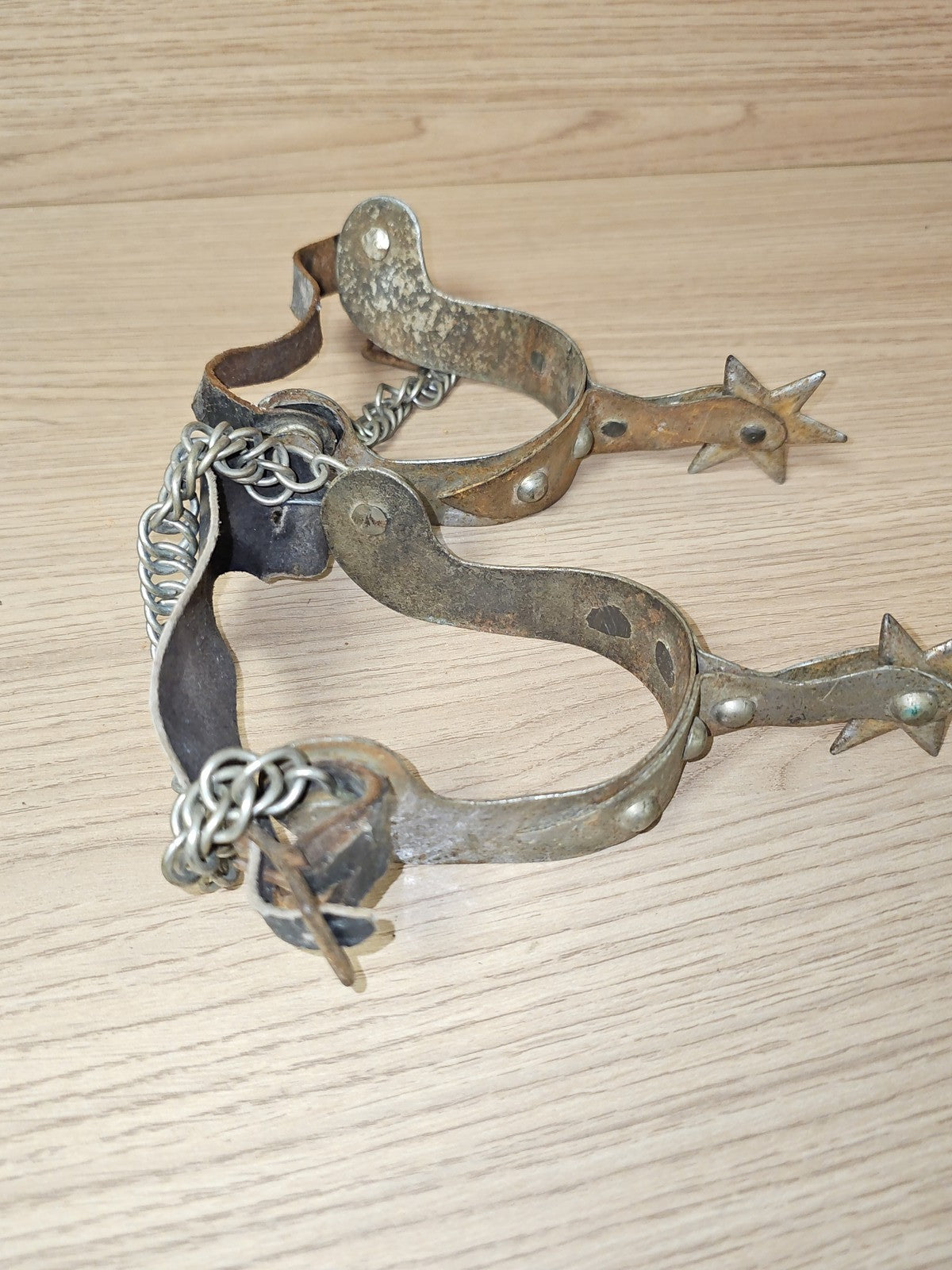 Paire d?éperons de cowboy vintage ancien, rare, marque Ancienne, USA, collection