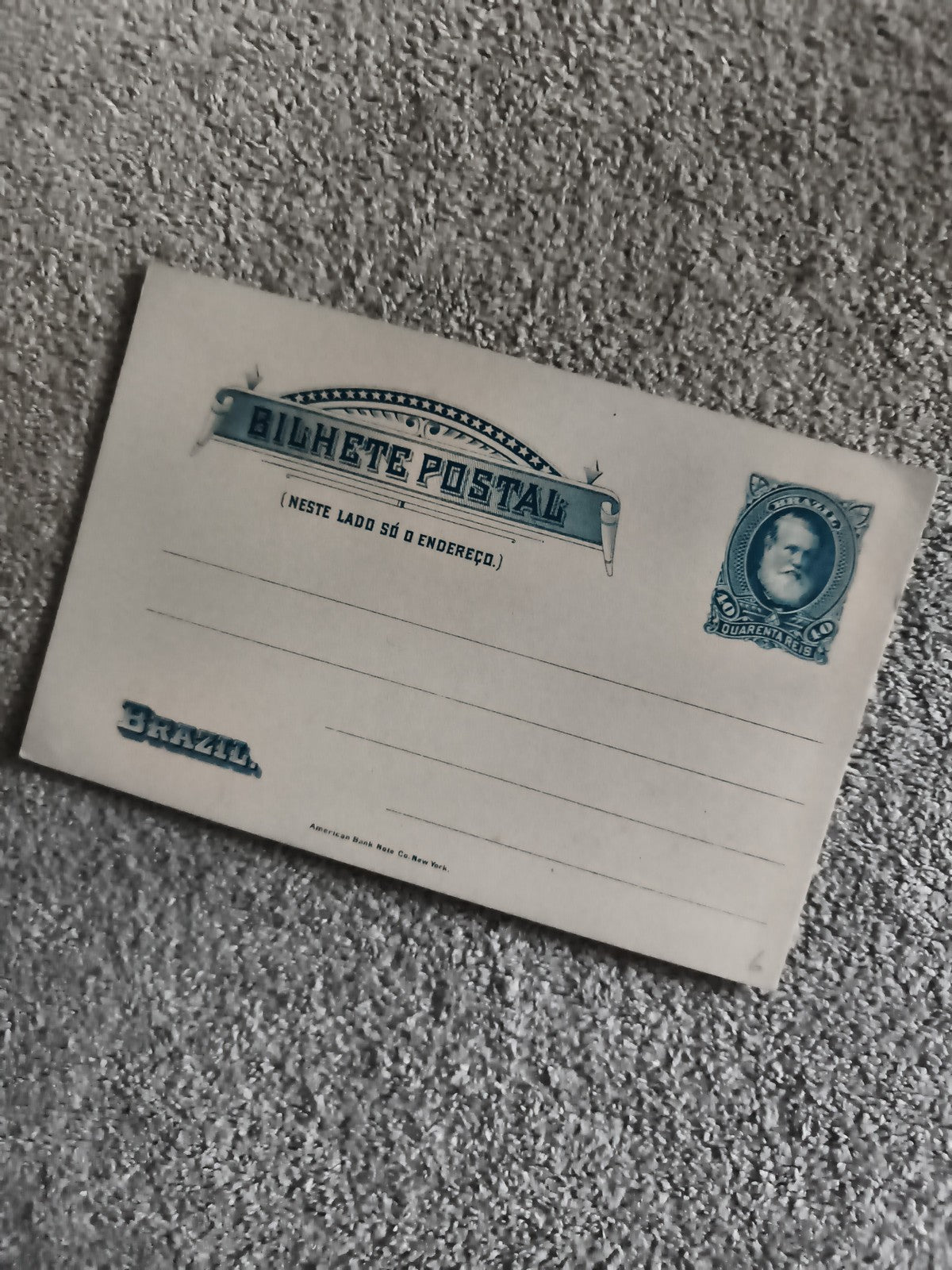 Carte postale ancienne Brésil Bilhete Postal timbre imprimé 40 reis philatélie
