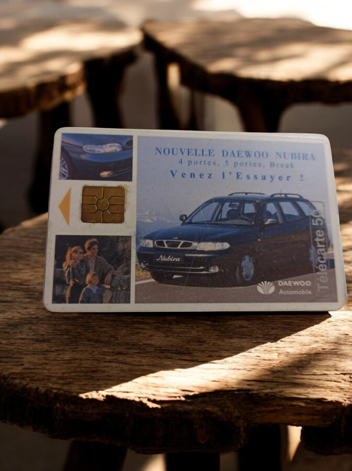 Carte téléphonique vintage Daewoo Nubira pub auto années 90, Télécarte 50 unités