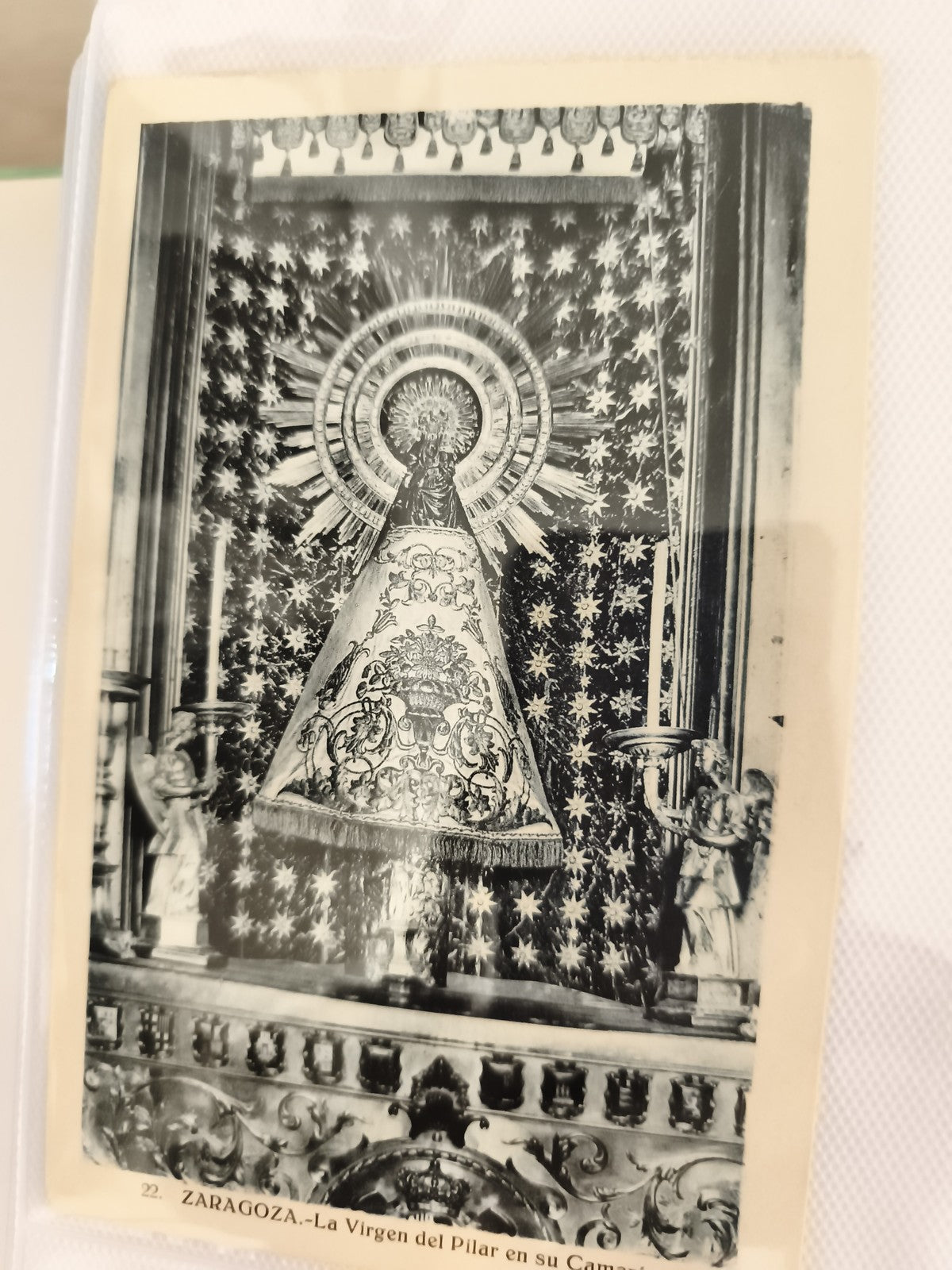 Carte postale ancienne Zaragoza Virgen del Pilar CPA noir et blanc Espagne