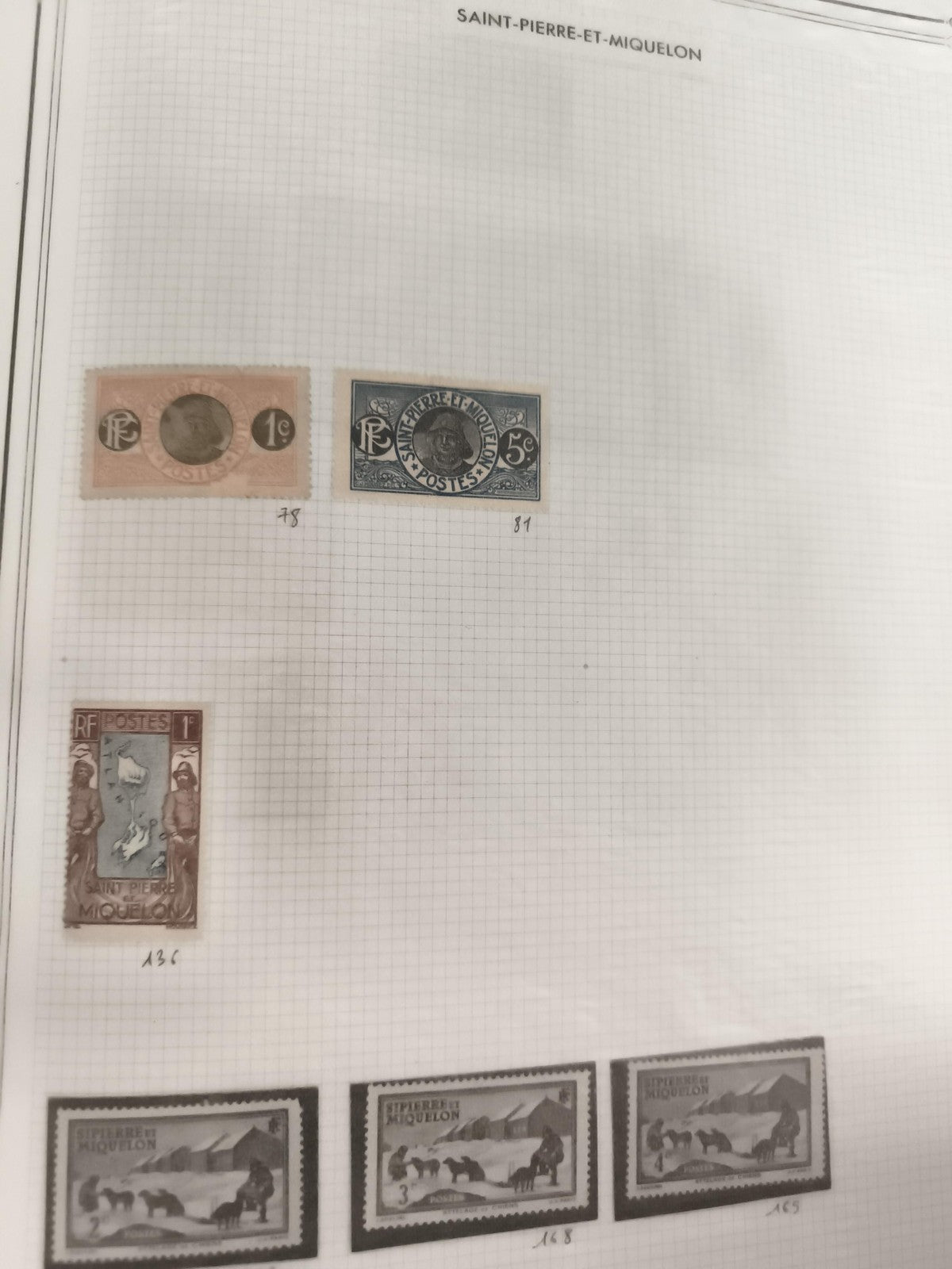 Timbres anciens Saint-Pierre-et-Miquelon lot x6 oblitérés RF poste vintage