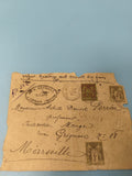 Ancienne enveloppe philatélie timbrée, cachets notaire, Marseille, XIXe