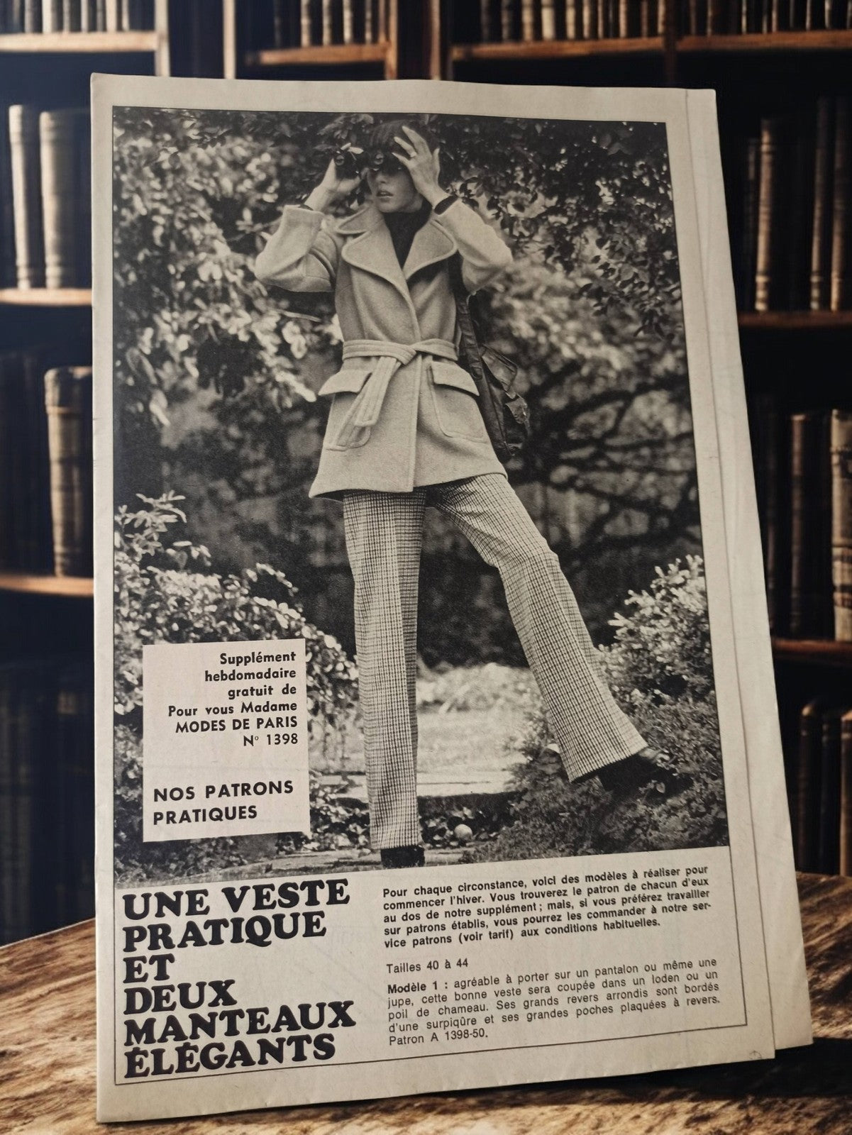 Patron couture Modes de Paris 1398 vintage, veste manteau rétro ancien