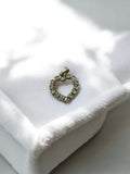 Pendentif cœur ancien vintage années 1930 strass verts rétro bijou fantaisie