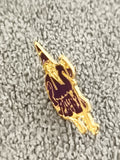 Pin's vintage sorcier doré émail violet, badge ancien magie (Ref 2)