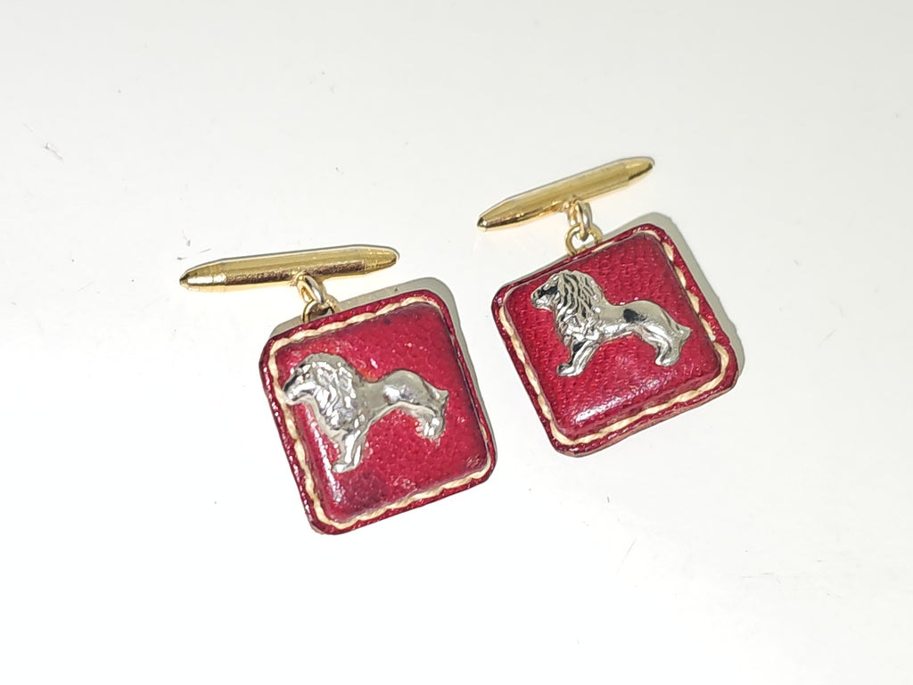 Paire de boutons de manchette vintage en cuir ancien, accessoire rétro collectio