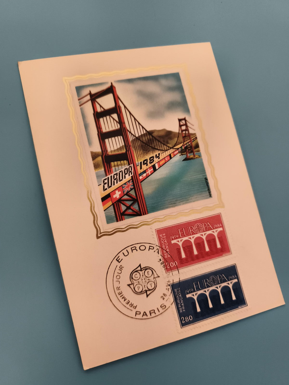 Carte Premier Jour Europa 1984 pont illustré timbres France CEPT philatélie