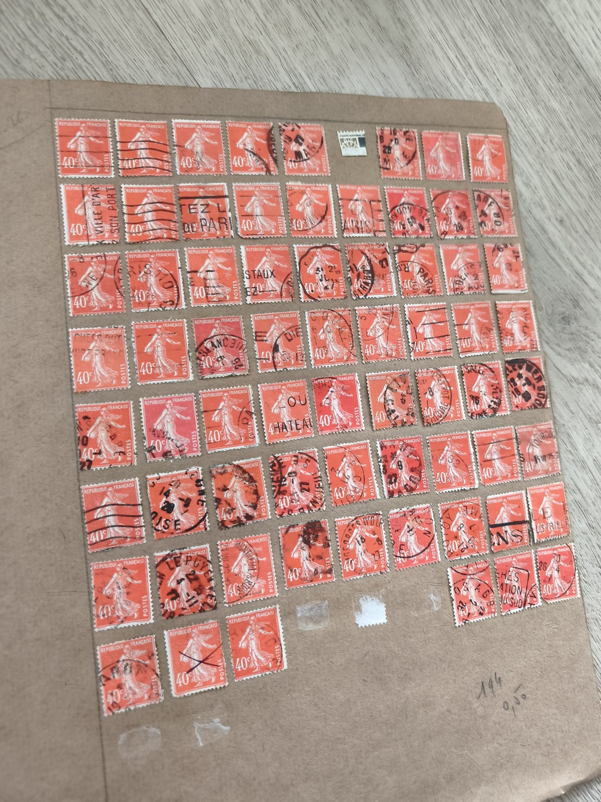 Gros lot timbres anciens Marianne 40c orange oblitérés philatélie étude