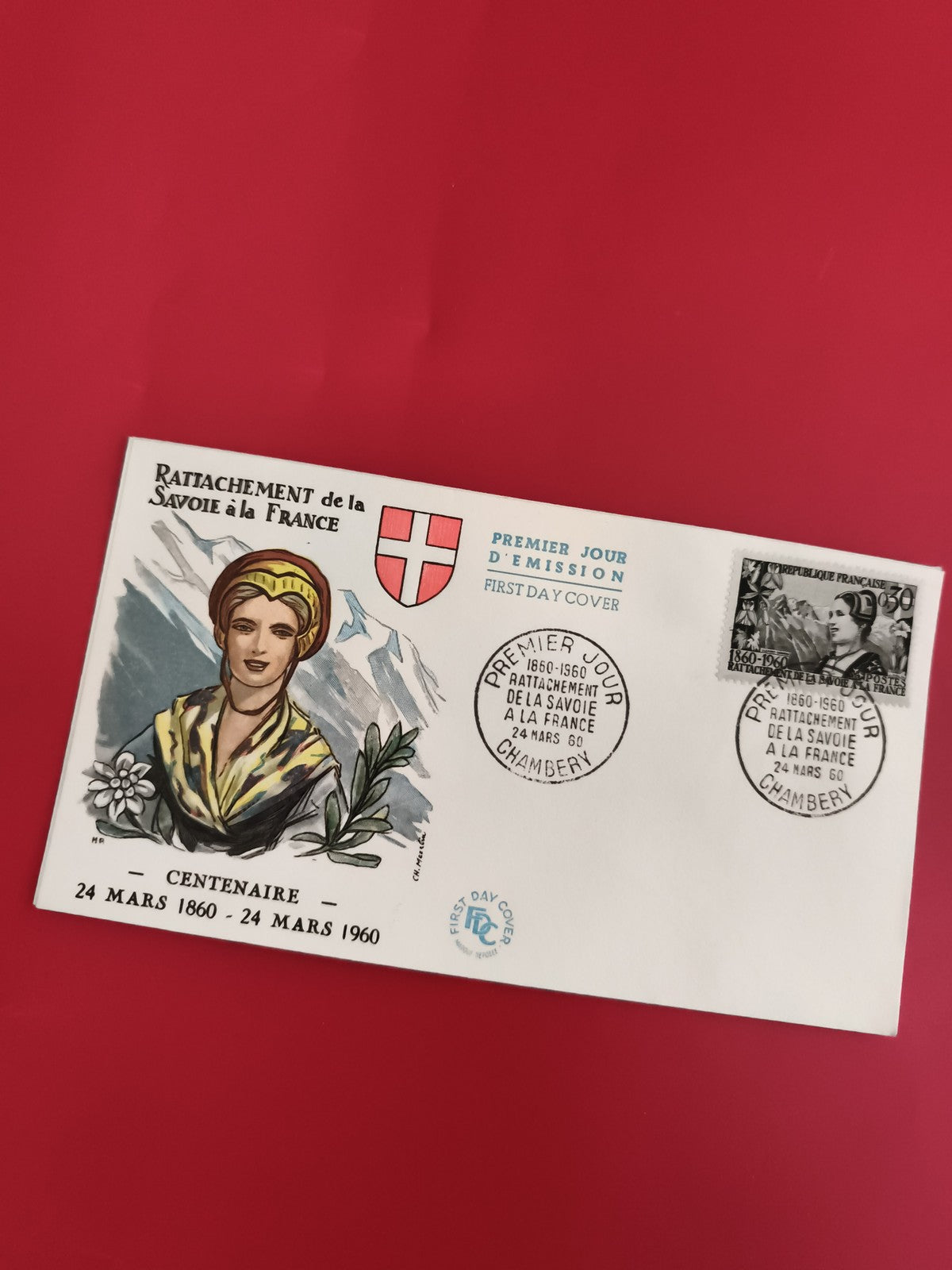 Lettre 1er jour Savoie France 1960, enveloppe illustrée, timbre commémoratif