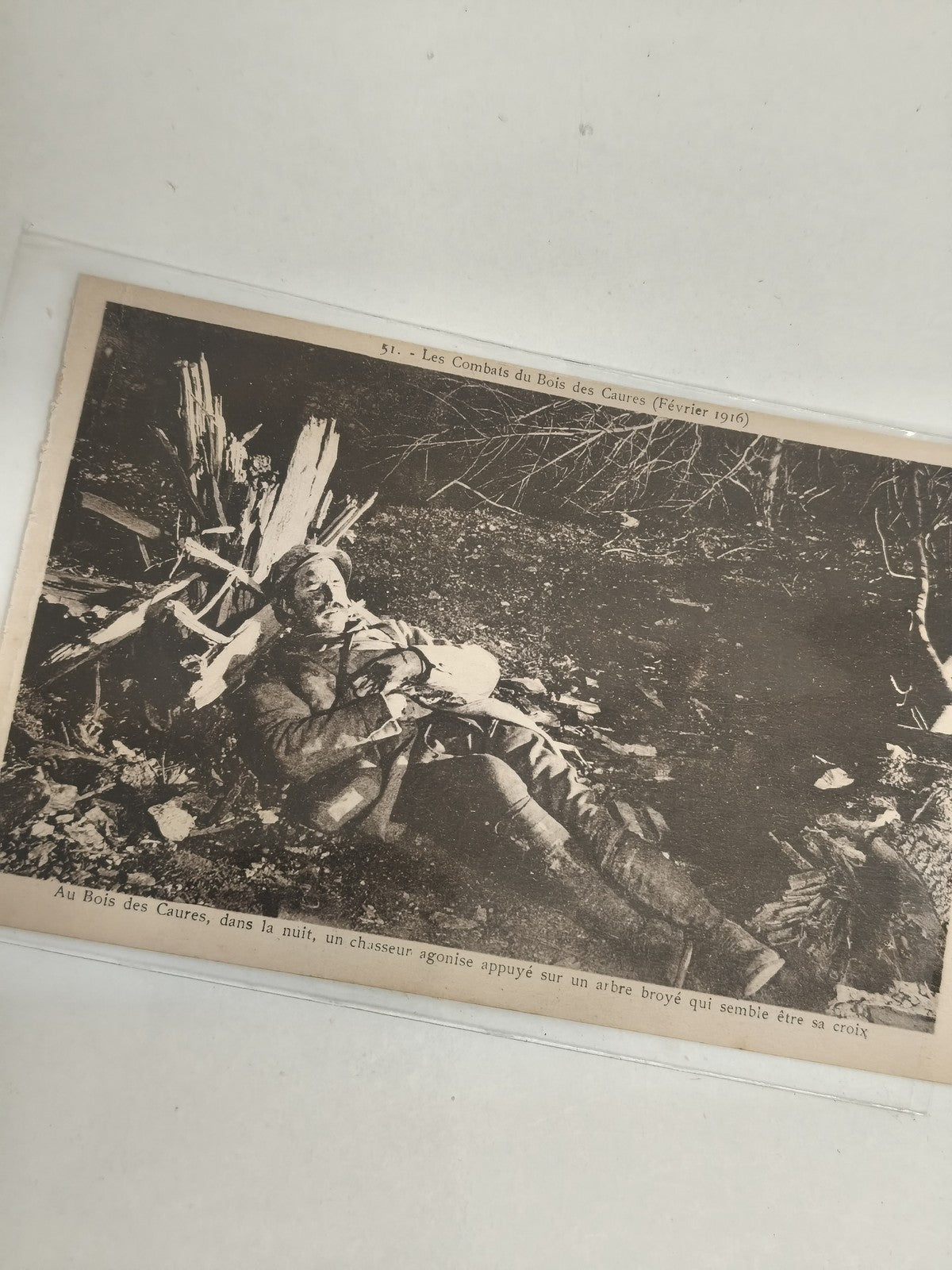 Carte postale ancienne Bois des Caures 1916 Guerre 14-18 photo soldat WW1