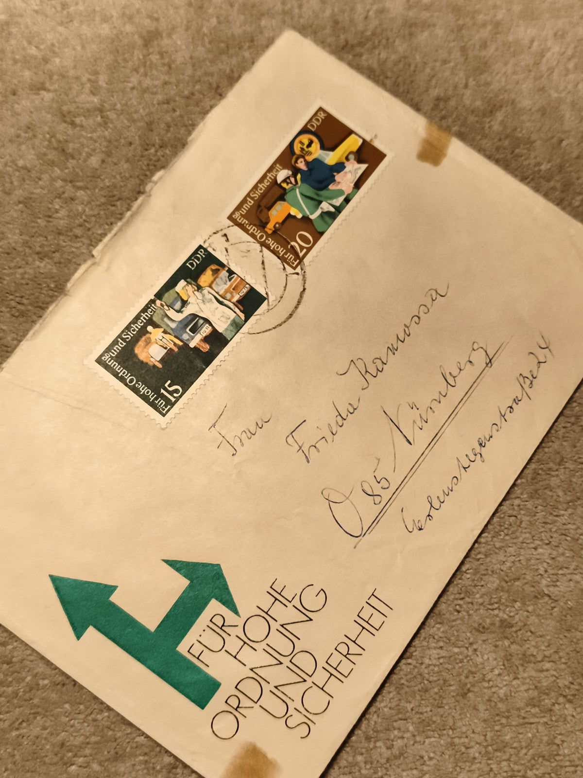 Lettre DDR timbrée Für Hohe Ordnung Und Sicherheit philatélie Allemagne Est (Ref