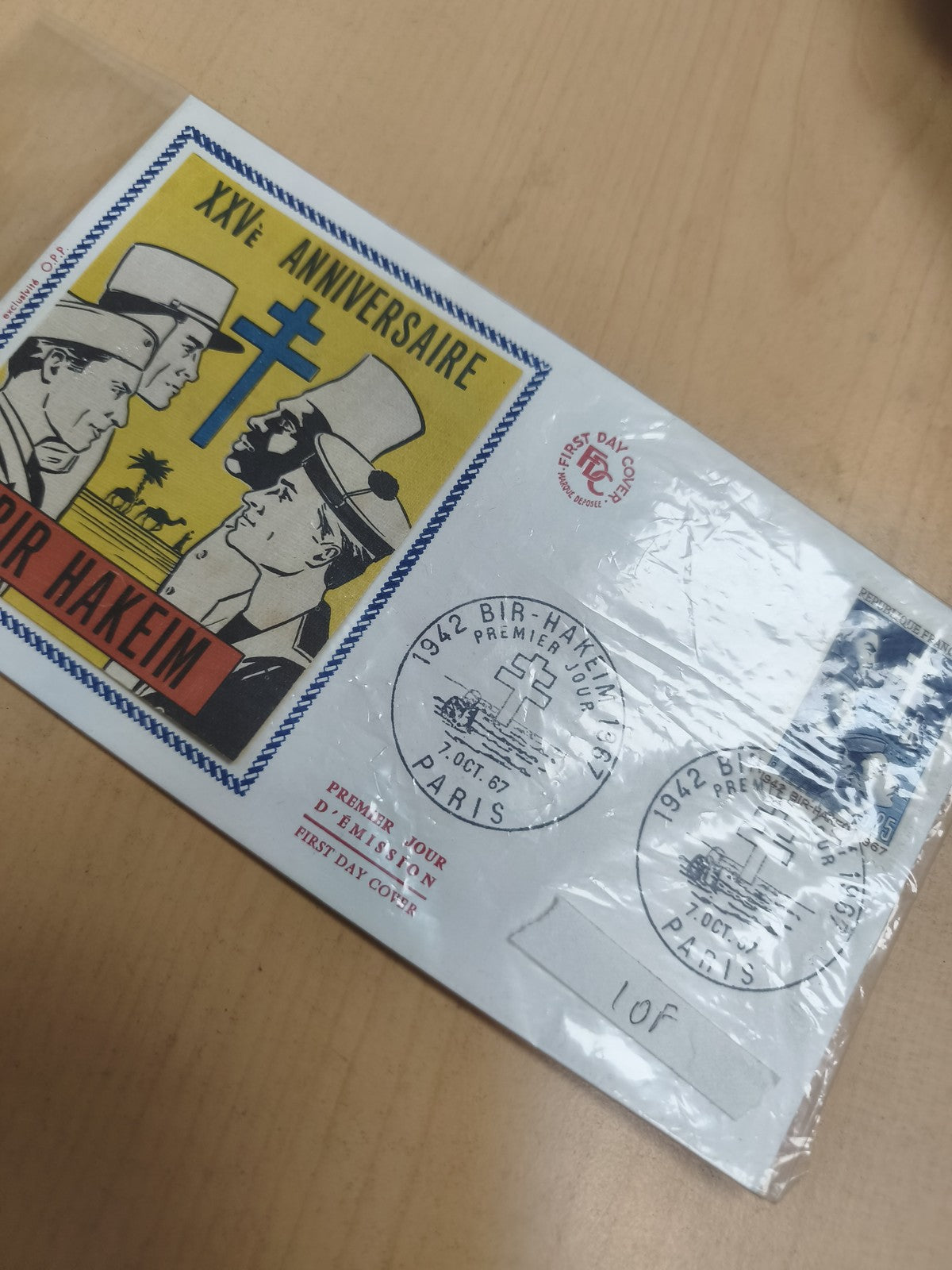 Enveloppe Premier Jour Bir Hakeim 1967 Paris XXVe Anniversaire Croix de Lorraine