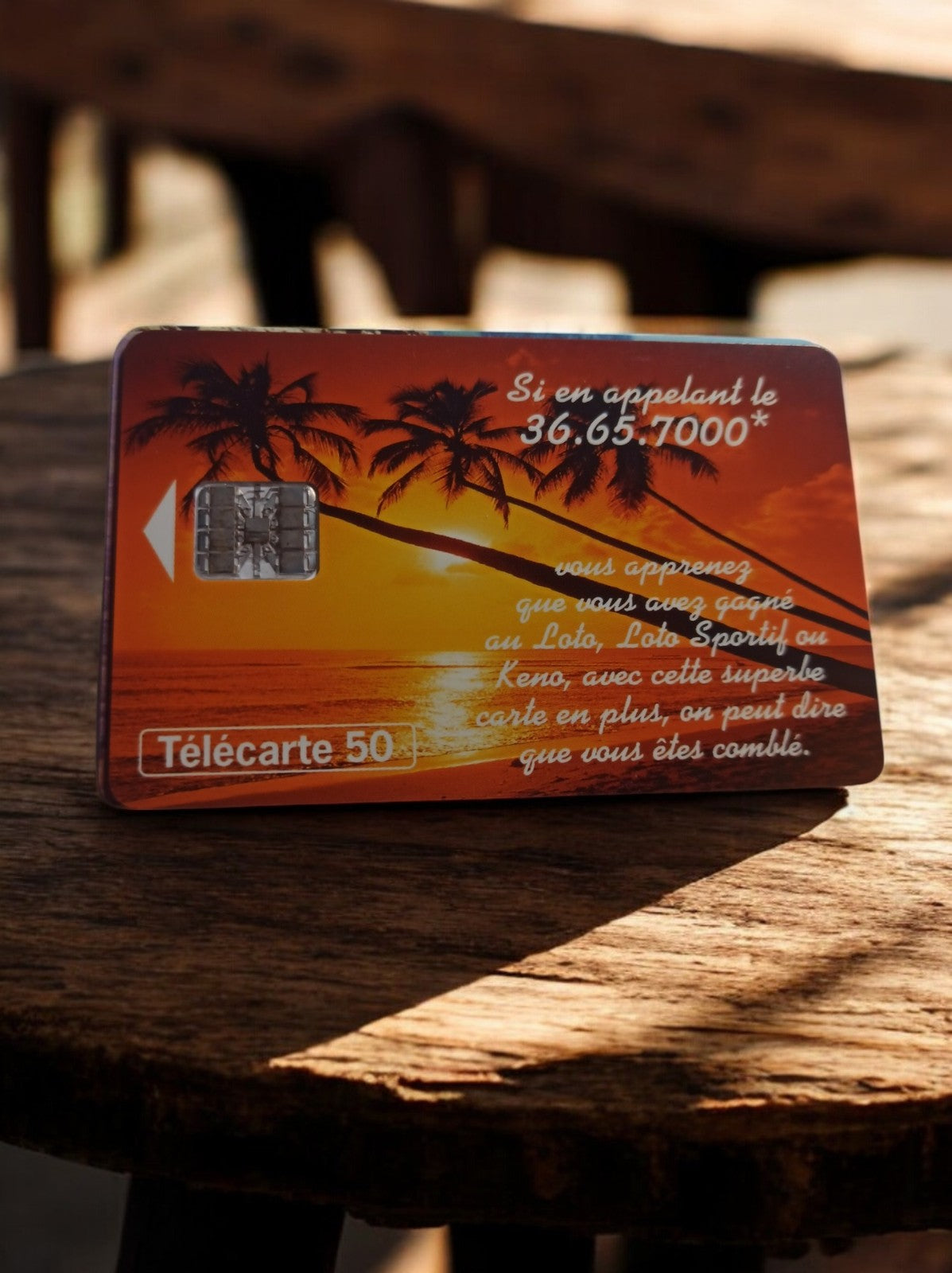 Télécarte 50 unités vintage coucher de soleil palmiers rare collection