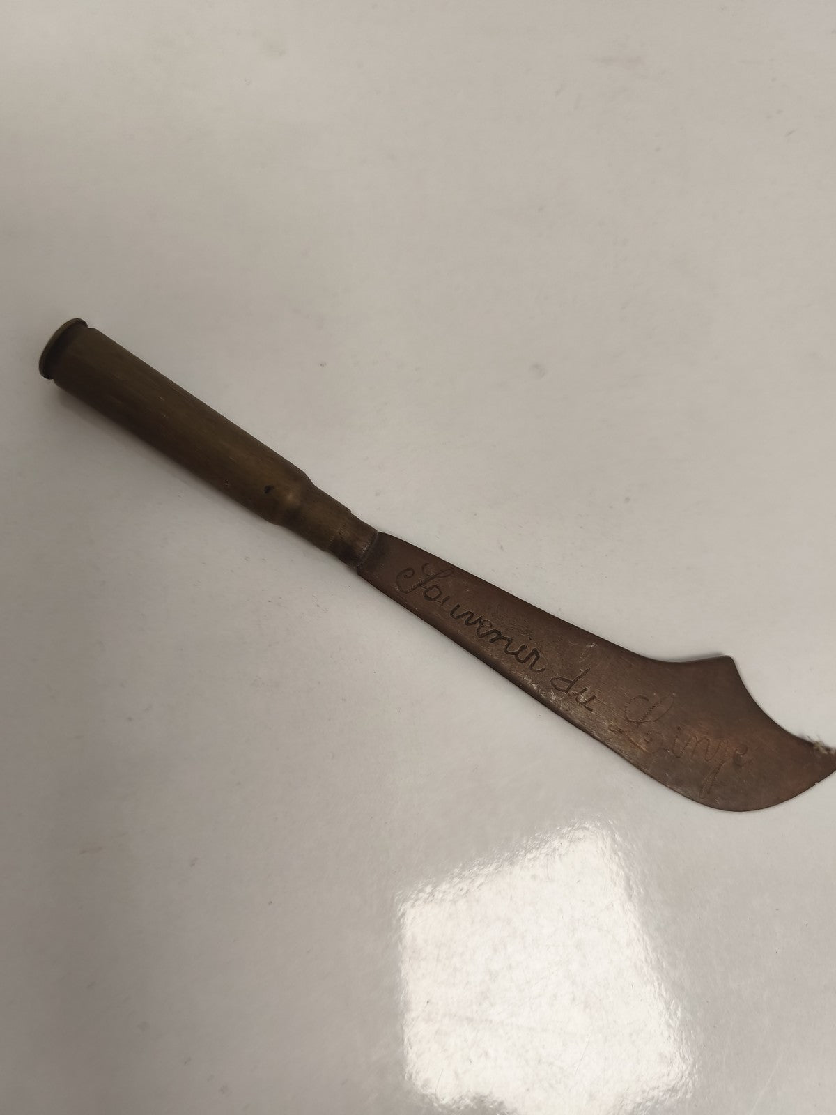 Coupe-papier ancien militaire WW1 gravé Souvenir de Ligne bois métal