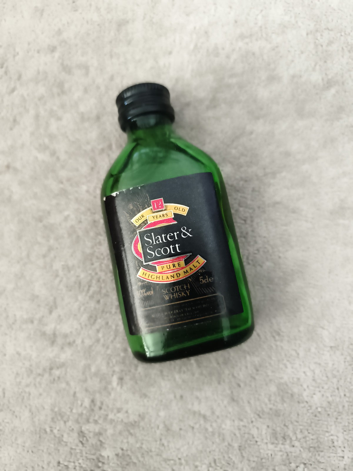 Miniature whisky Slater & Scott Highland Malt 12 ans bouteille verte partielle