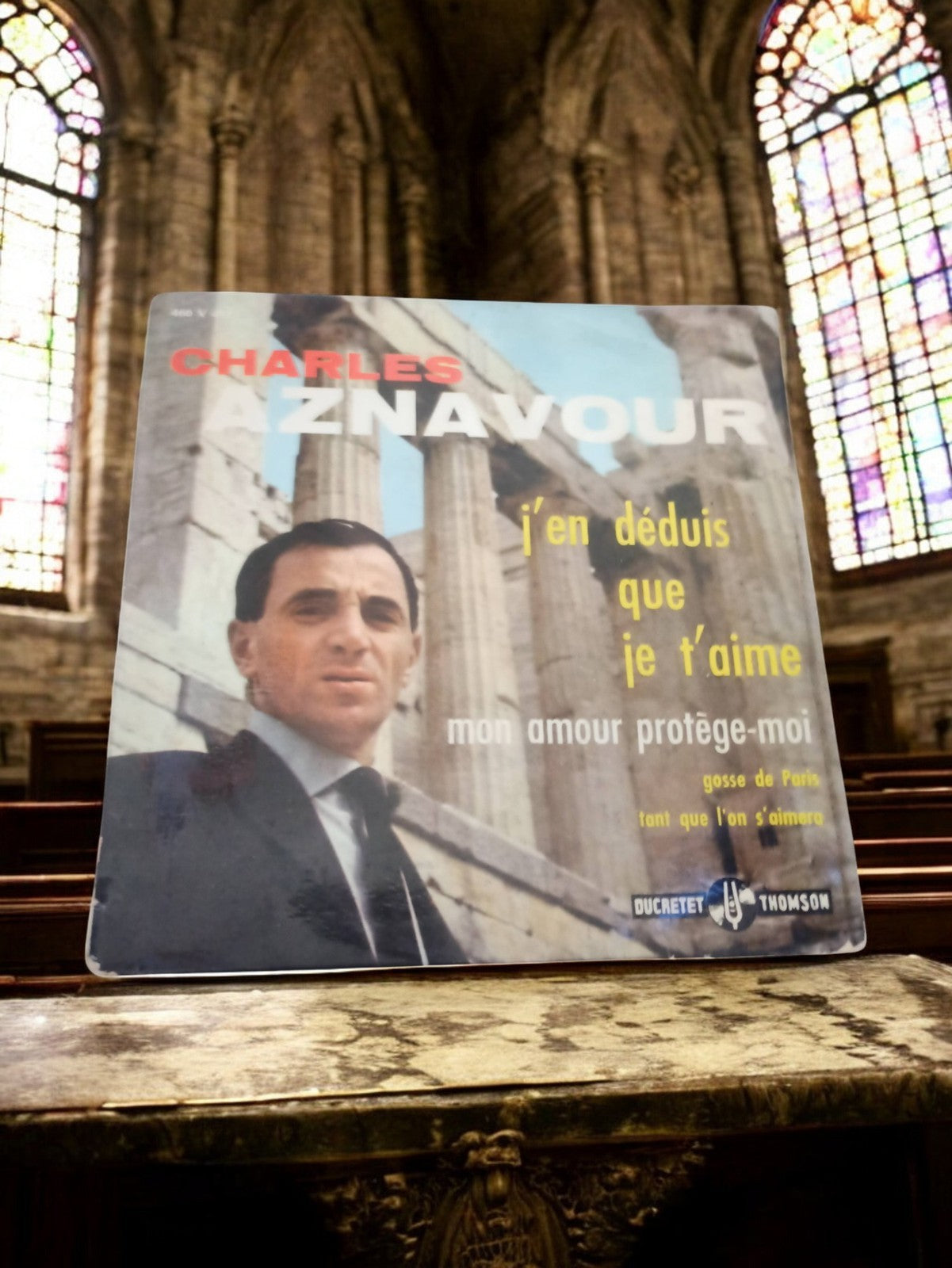 Vinyle 45 tours Charles Aznavour Ducretet Thomson vintage chanson française