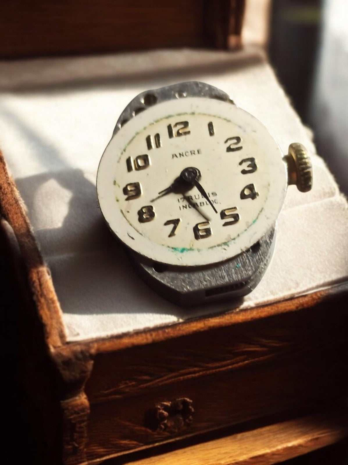 Mouvement montre mécanique ANCRE ancien cadran blanc vintage pour pièces