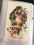 Carte postale ancienne Bonne Année fleurs vase illustration vintage CPA