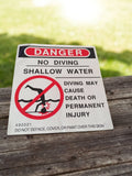 Autocollant vintage DANGER no diving années 80 signalétique USA