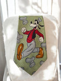 Cravate vintage Disney Dingo vert motif rétro adulte soie accessoire ancien