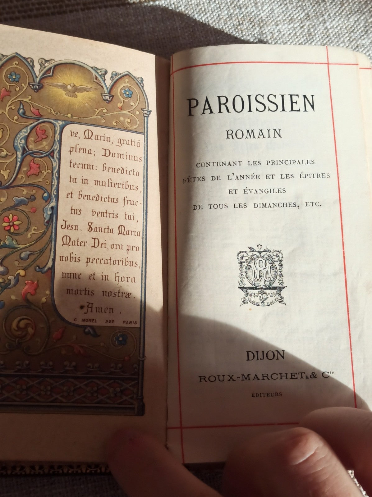 Livre liturgique Paroissien Romain ancien 1901 couverture noire usagée