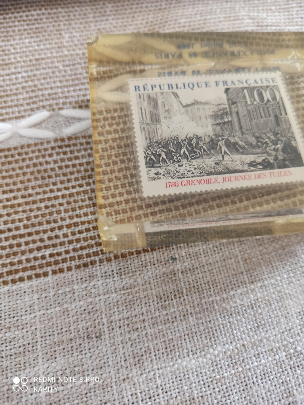 Bloc plexiglas timbre 1788 Assemblée 3 Ordres Philexfrance 1989 Sofipost