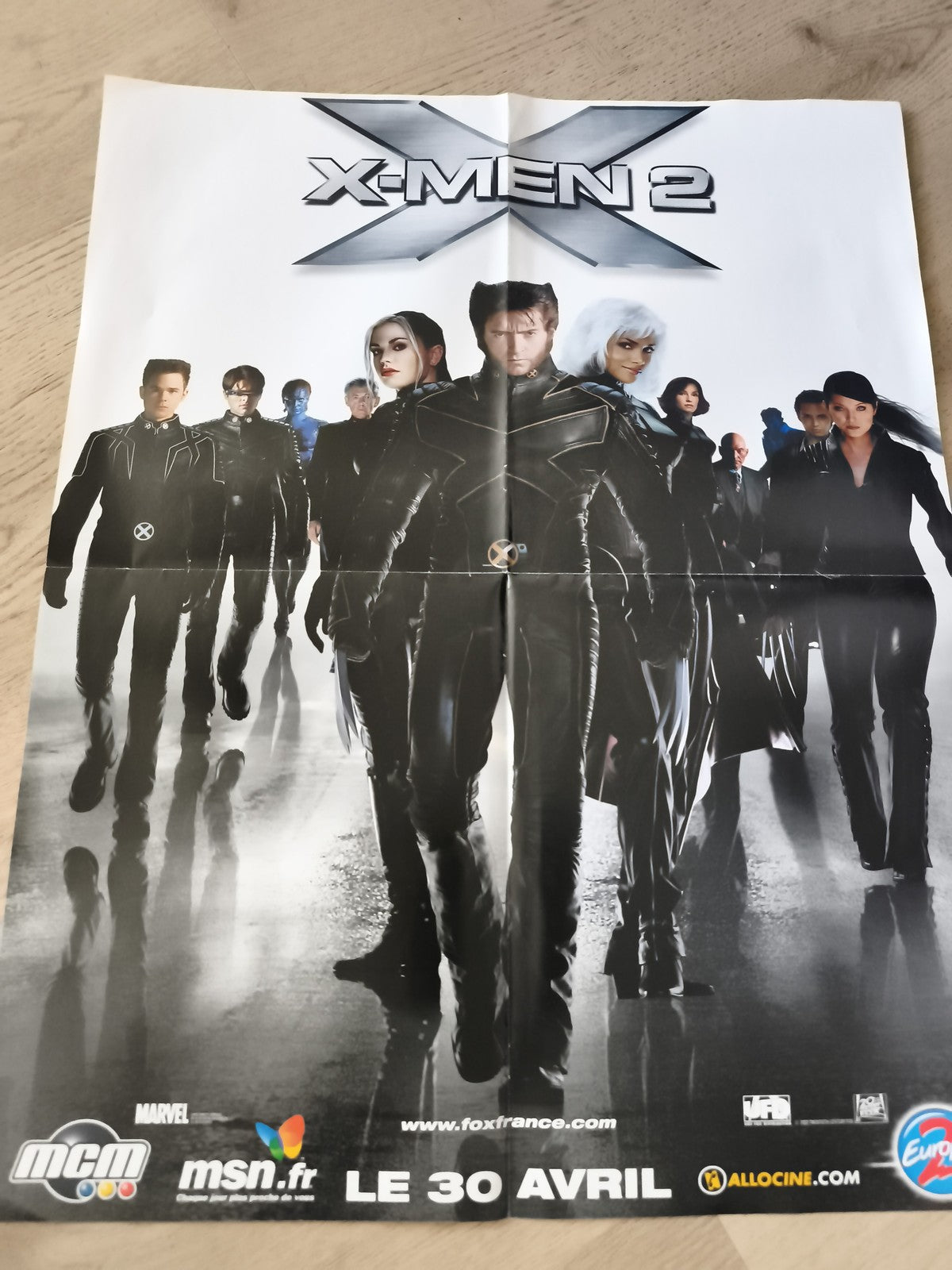 Poster X-Men 2 film Marvel cinéma affiche pliée France 2003