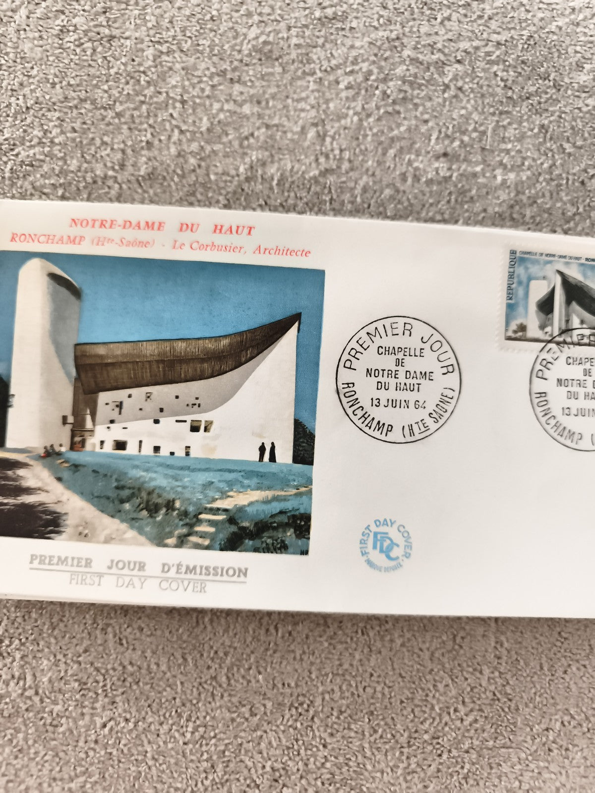 Lettre Premier Jour Notre-Dame du Haut Ronchamp 1964 FDC ancien philatélie