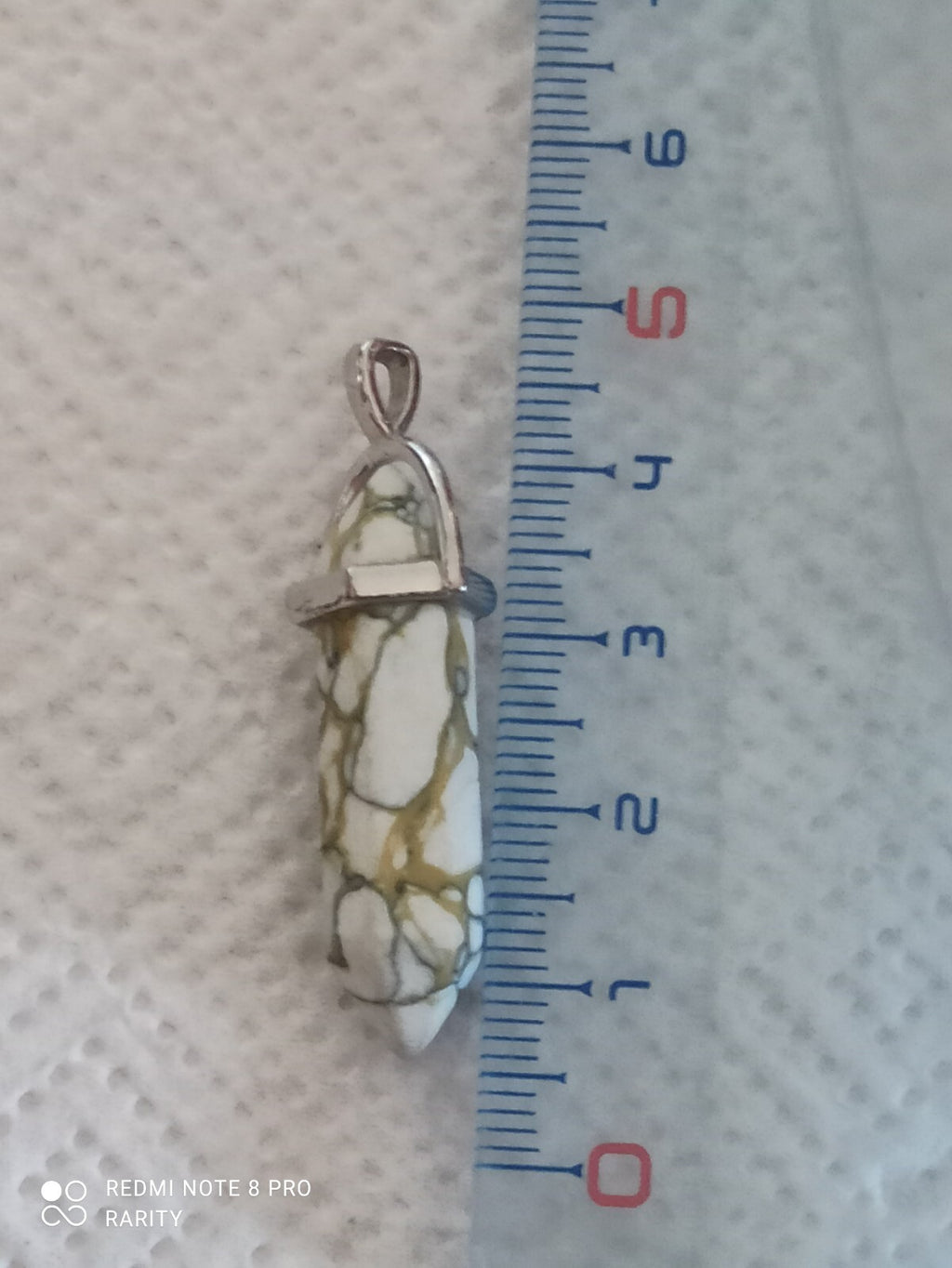 Pendentif pierre Howlite monture argent, bijou naturel élégant marbré blanc gris