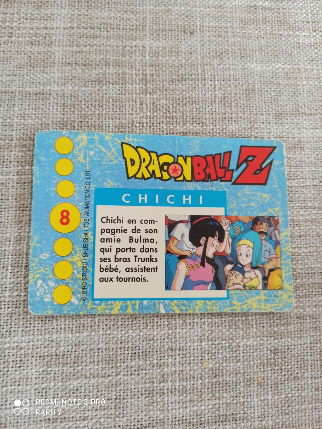 Carte Dragon Ball Z vintage série 8, Chi-Chi Bulma, illustration rare
