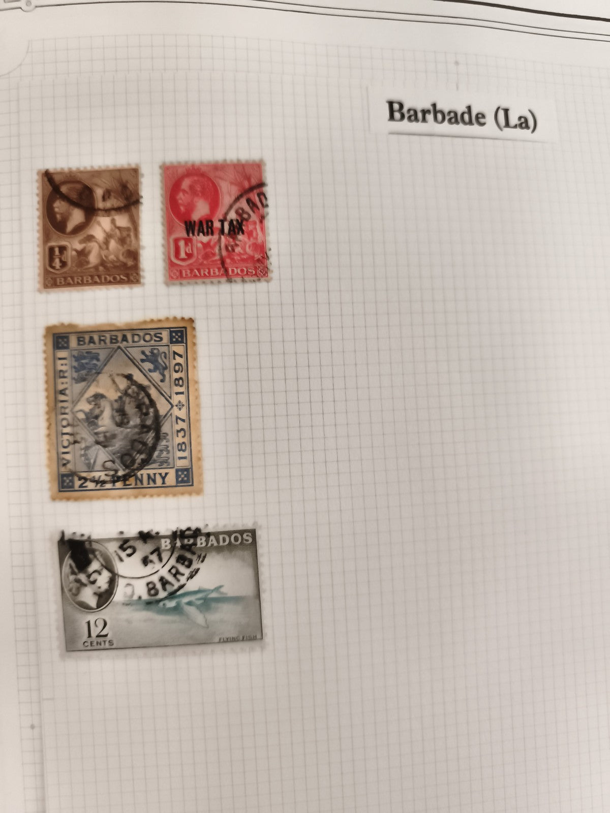 Timbres anciens Barbade oblitérés XIXe-XXe, lot philatélie vintage