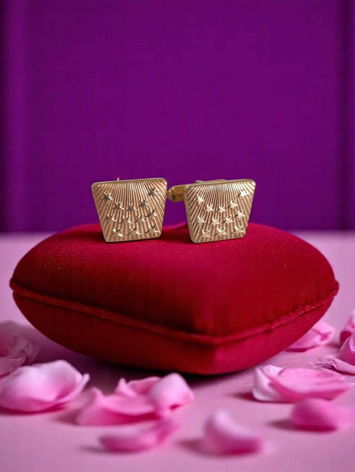 Boutons de manchette vintage plaqué or, motif géométrique, années 60-70