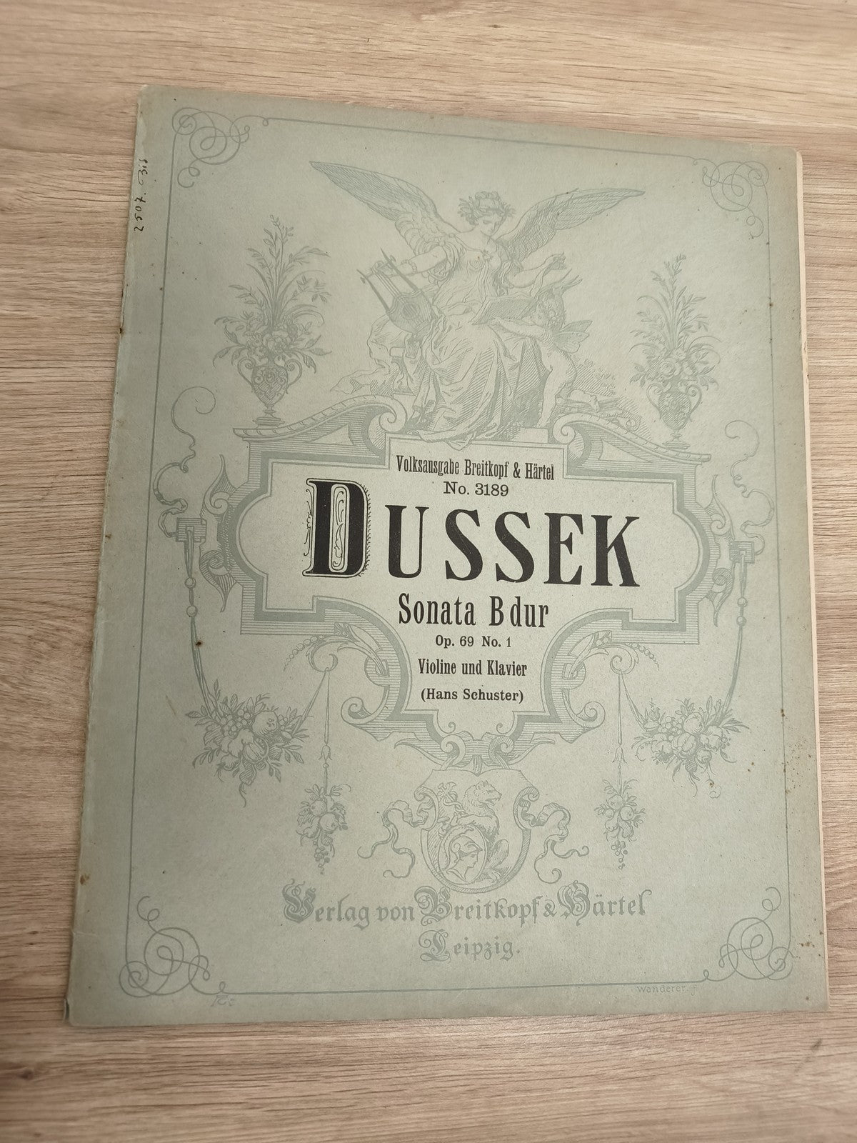 Ancien livre partitions Dussek violon piano Breitkopf Leipzig vintage déco