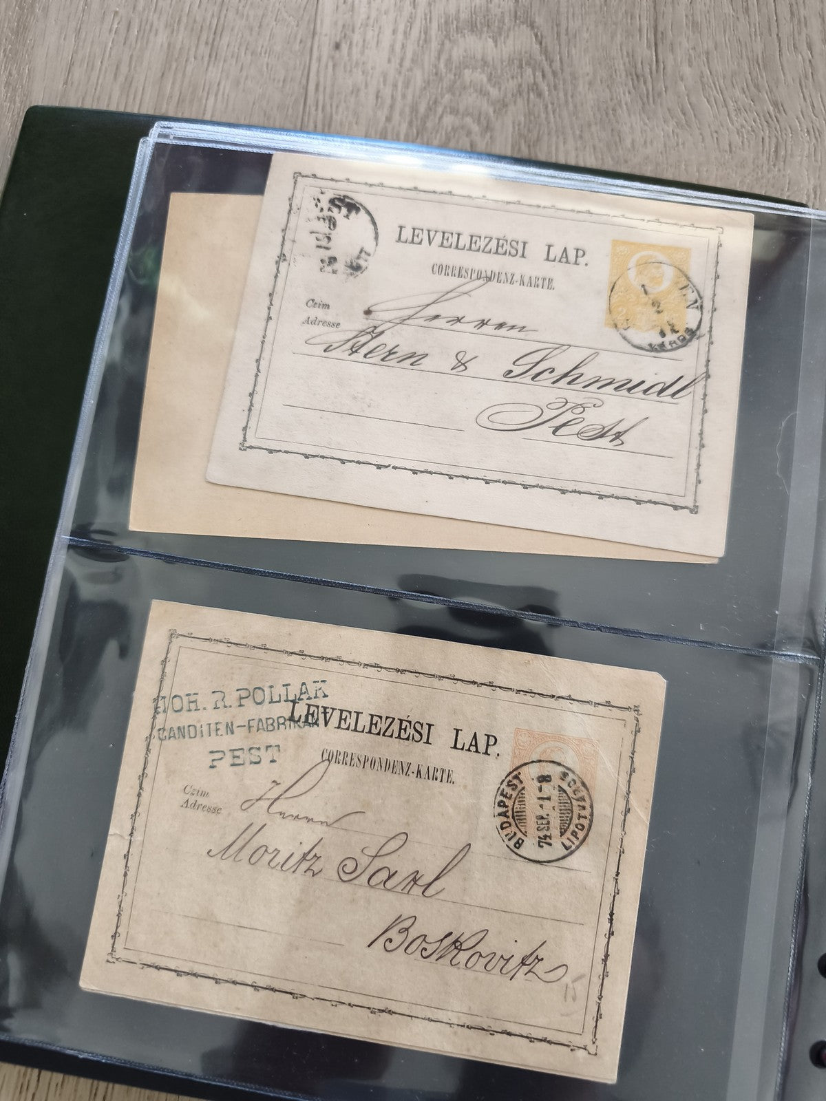 Lot 2 anciennes cartes postales oblitérées philatélie Hongrie XIXe timbres
