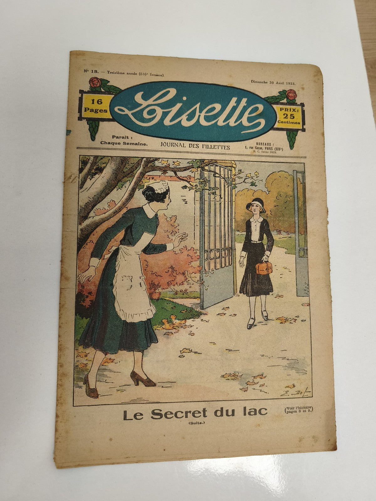Ancien journal Lisette 1933 illustré vintage, Journal des fillettes, 16 pages