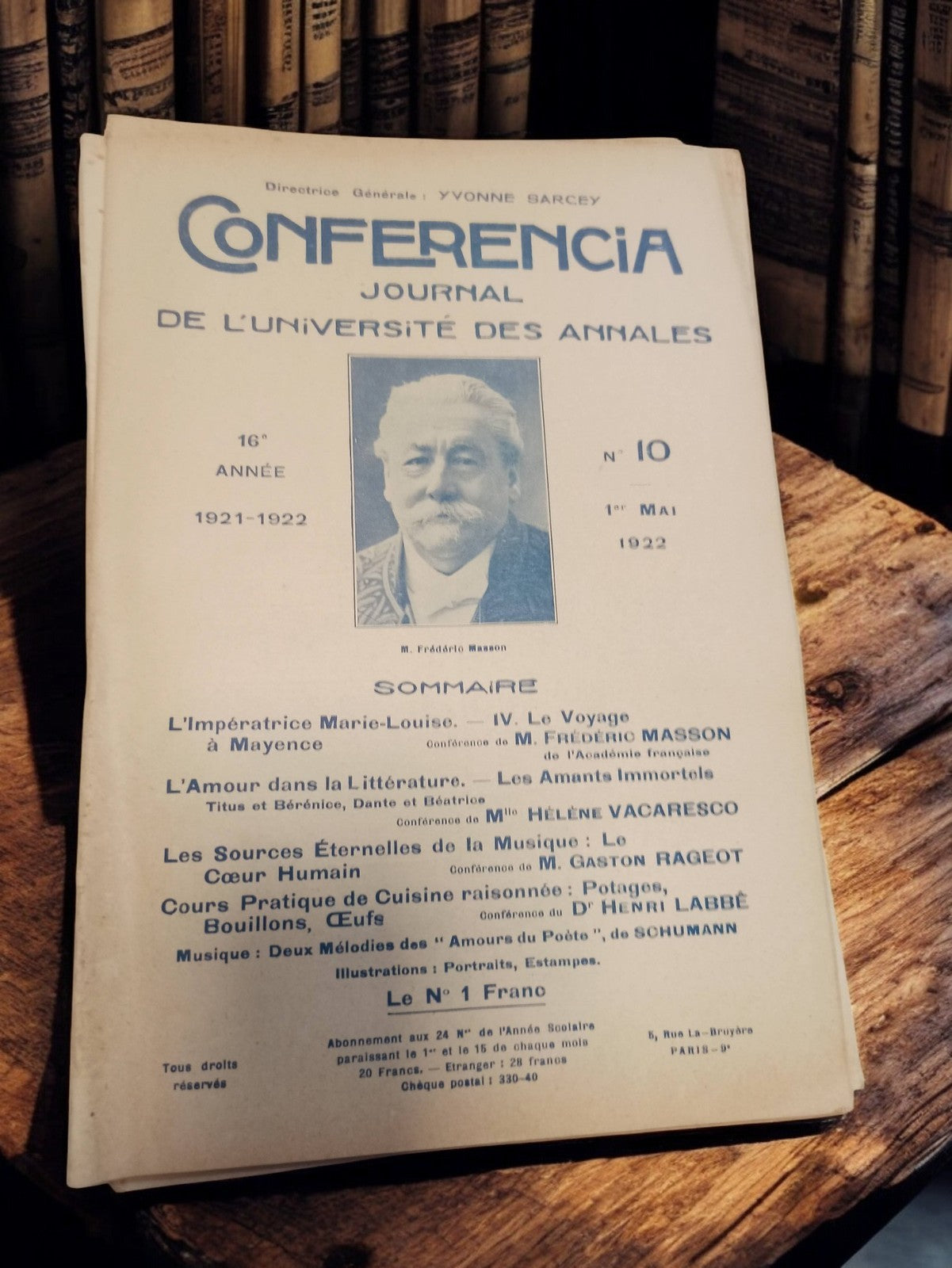 Journal universitaire ancien Conférencia 1922 vintage revue papier France