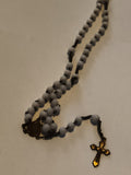 Chapelet catholique ancien perles blanches croix dorée vintage rosary