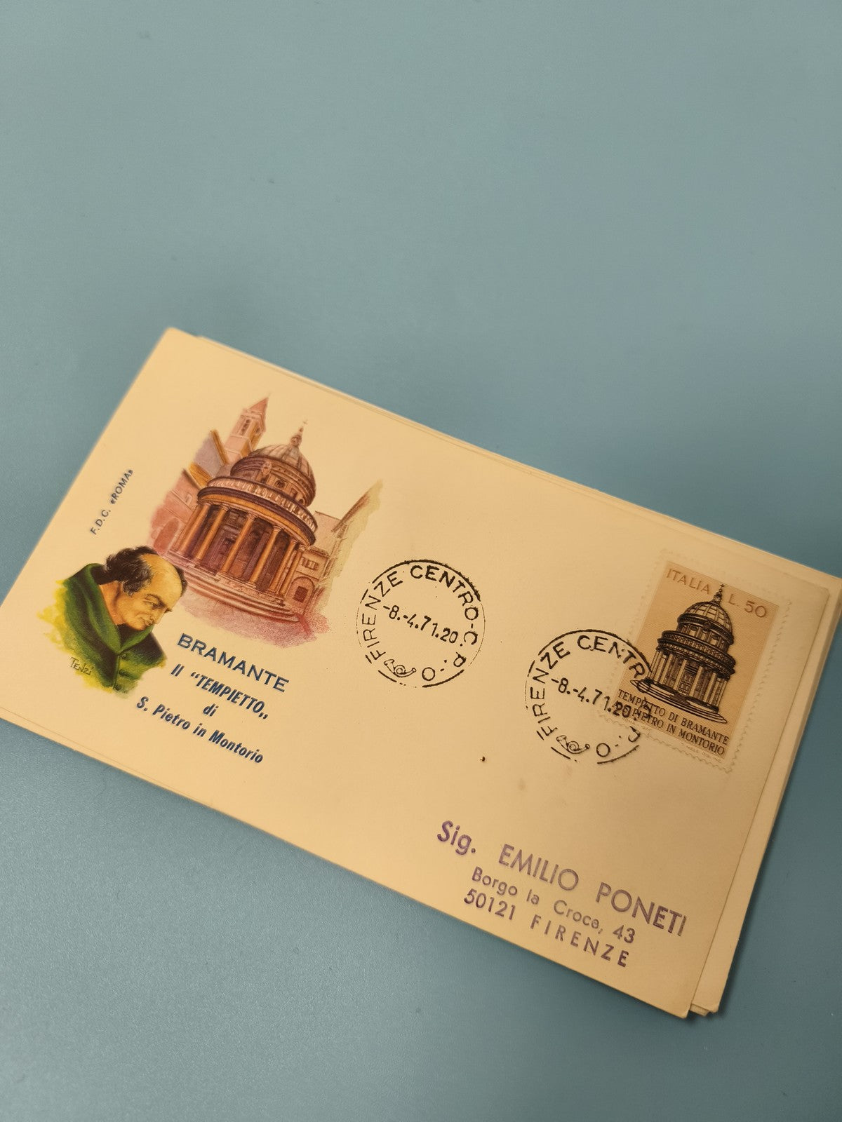 Enveloppe premier jour FDC Bramante Tempietto S. Pietro Montorio Italie