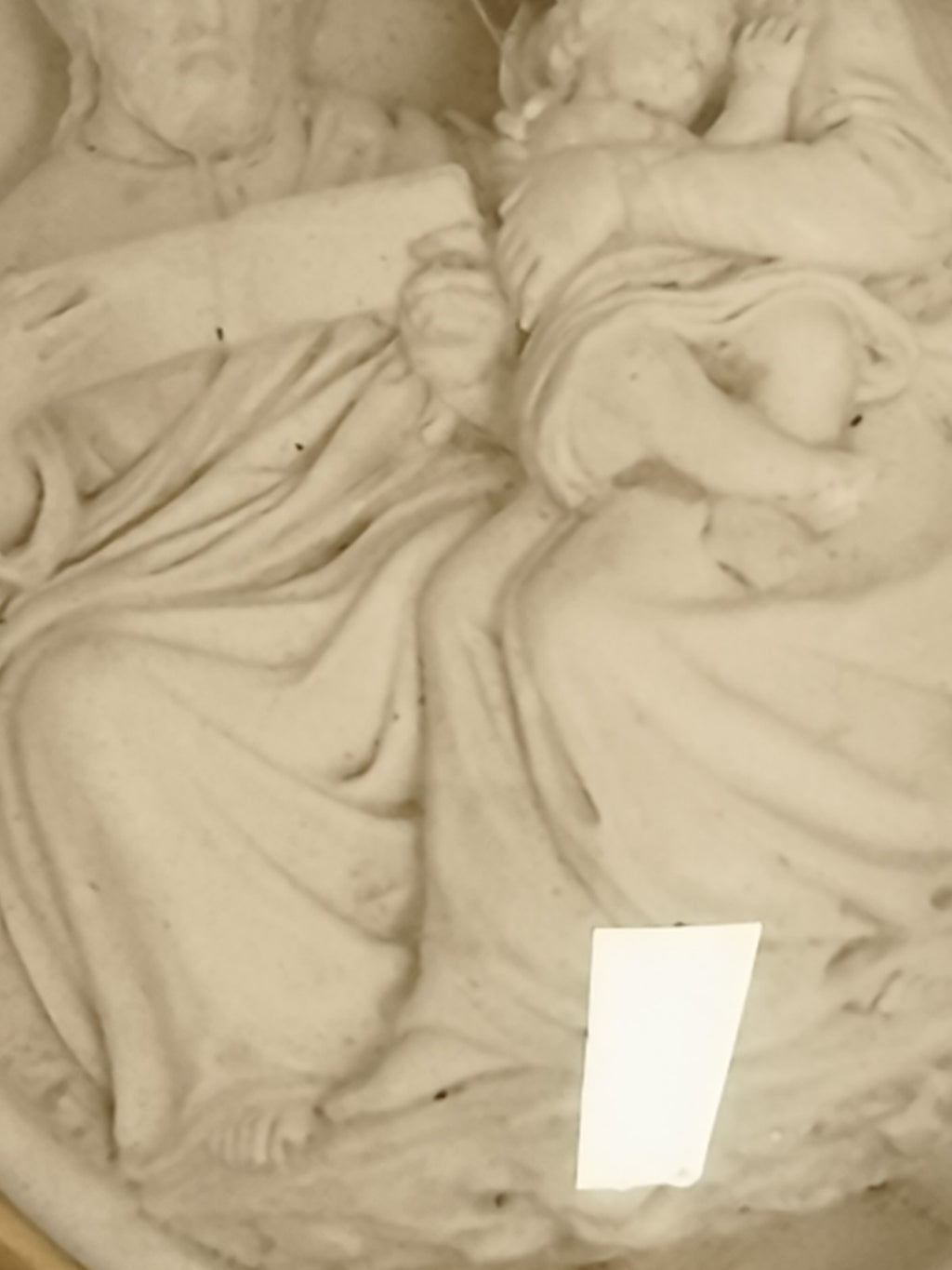 Bas-relief ancien sous verre cadre bois noirci style XIXe religieux ovale