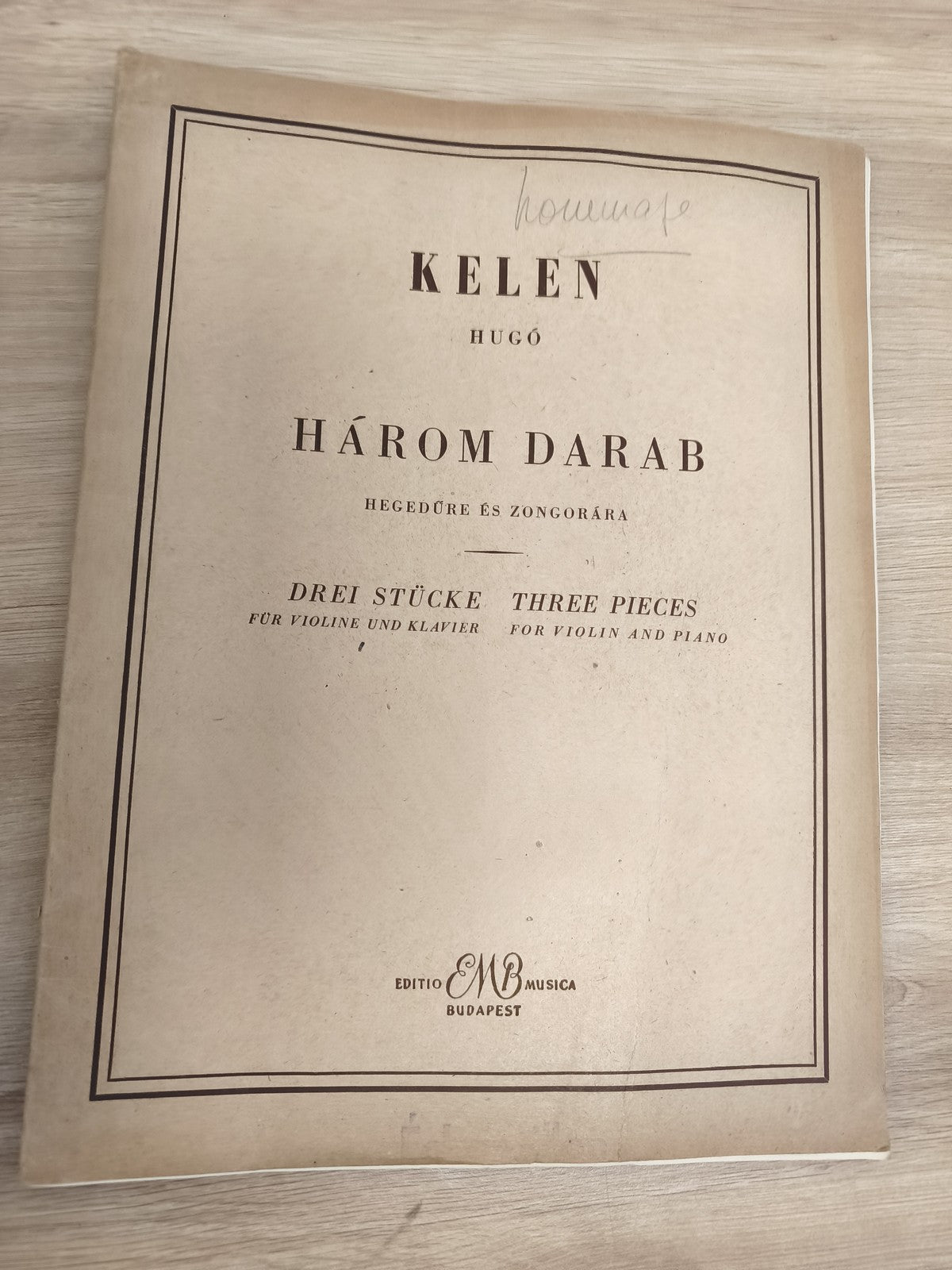 Ancien livre partitions Kelen violon piano Editio Musica Budapest vintage