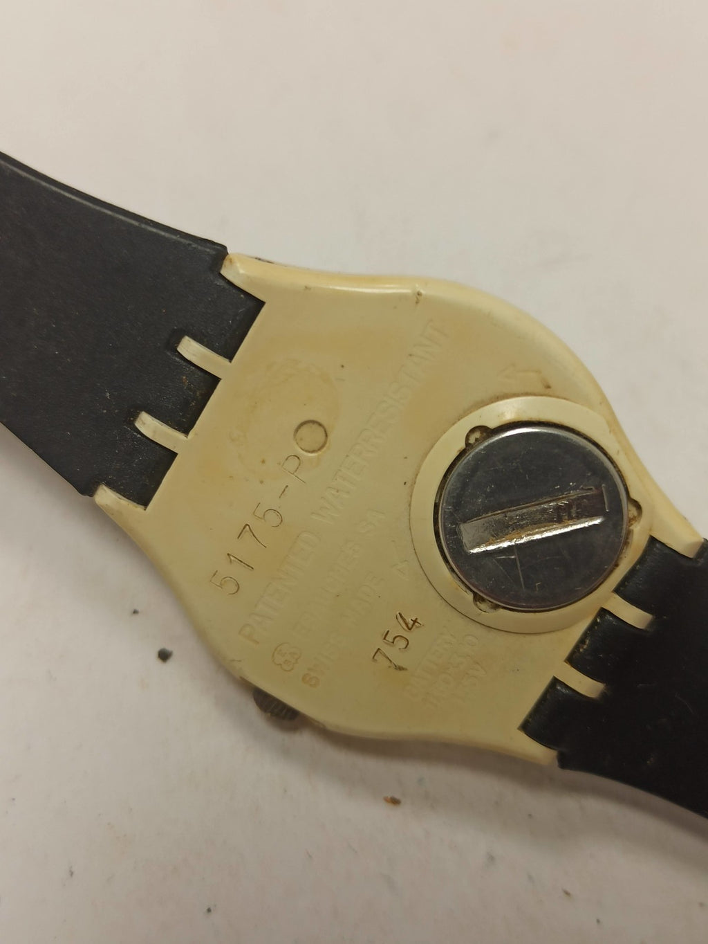 Montre Swatch homme vintage rétro, cadran points bleus, Swiss ancienne